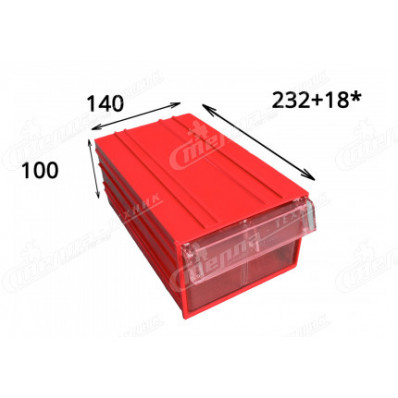 Пластиковый короб С2, красный/прозрачный