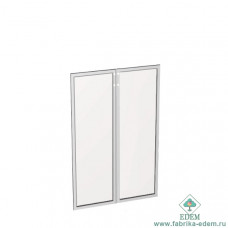 Двери стеклянные в алюминиевой рамке (2 шт.)